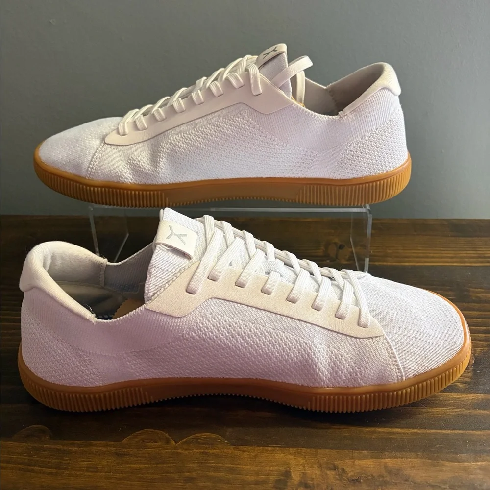 Flux footwear Adapt Knit Trainer White with Gum Sole Textured Comfort Insole